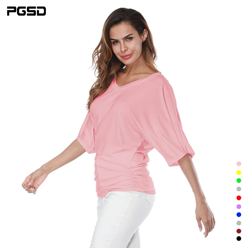 PGSD Simple Pure color T-shirt Large size women's loose bat sleeve V-neck short-sleeved T-shirt top Plus size Loose 5XL
PGSD Simple Pure color T-shirt Large size women's loose bat sleeve V-neck short-sleeved T-shirt top Plus size Loose 5XL