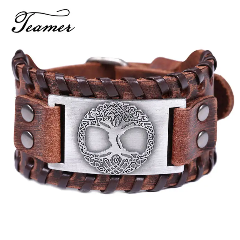 Teamer Tree of Life Charm Wicca Bracelets Wide Braid Leather Bracelet for Men Vintage Fashion Jewelry Antique Bronze Silver
Teamer Tree of Life Charm Wicca Bracelets Wide Braid Leather Bracelet for Men Vintage Fashion Jewelry Antique Bronze Silver