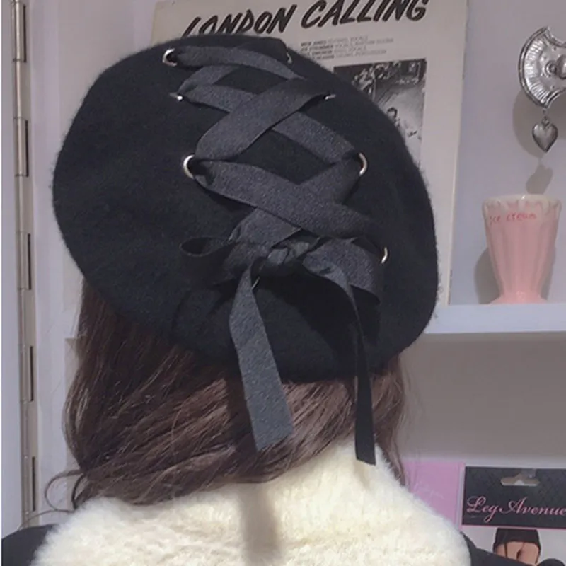 Bandage Elegant Bow Beret Beanie Harajuku Cute Sweet Round French Straps Black Fshionable Winter Warm Daily Casual Hat
Bandage Elegant Bow Beret Beanie Harajuku Cute Sweet Round French Straps Black Fshionable Winter Warm Daily Casual Hat