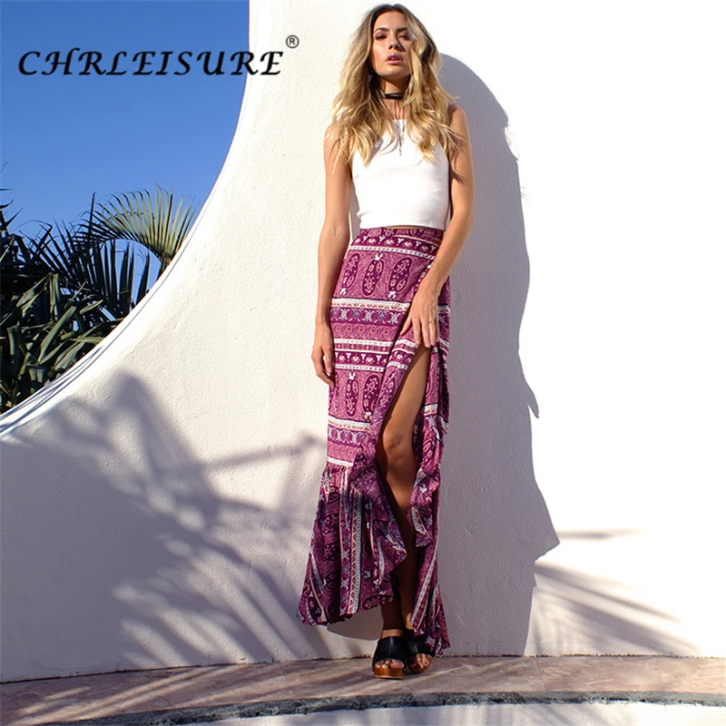 CHRLEISURE Beach Boho Autumn Long Skirts for Women Bohemia Side Split Maxi Skirts Sexy High Waist Print Skirt 6 Colors
CHRLEISURE Beach Boho Autumn Long Skirts for Women Bohemia Side Split Maxi Skirts Sexy High Waist Print Skirt 6 Colors