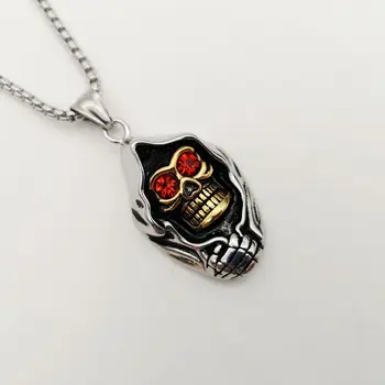 2 tone Gold color 316L stainless steel cloaked Skull pendant necklace mens punk hiphop red eye skull necklace men BLKN0729
2 tone Gold color 316L stainless steel cloaked Skull pendant necklace mens punk hiphop red eye skull necklace men BLKN0729
