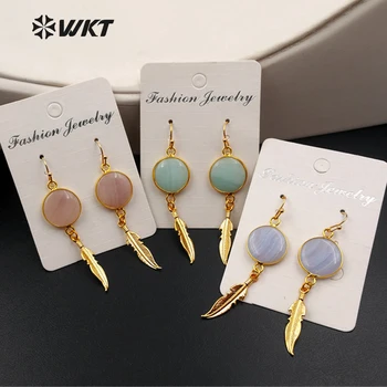 WT-E397 Wholesale Fashion Natural Stone Earrings Plating 24K Gold Round Shape With Gold Leaf Earrings For Women Jewelry Gift
WT-E397 Wholesale Fashion Natural Stone Earrings Plating 24K Gold Round Shape With Gold Leaf Earrings For Women Jewelry Gift