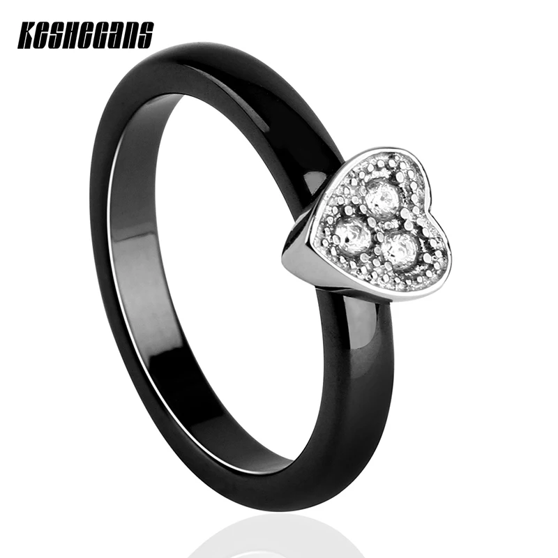Elegant Silver Color Heart Shape 3mm Wide Ceramic Ring With 3 Crystal Black Smooth Rings For Women Girl Fashion Jewelry Gifts
Elegant Silver Color Heart Shape 3mm Wide Ceramic Ring With 3 Crystal Black Smooth Rings For Women Girl Fashion Jewelry Gifts