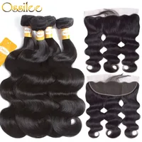 Ossilee Lace Frontal Closure With Bundles Brazilian Body Wave Human Hair Bundles With Closure Remy Hair Frontal with Bundles image