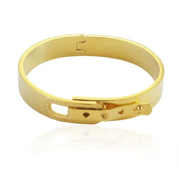 Top Quality Classic Highly Polished Buckle Series Bracelet For Woman Jewelry Stainless Steel Bangles Gold Colour Charm Bijoux