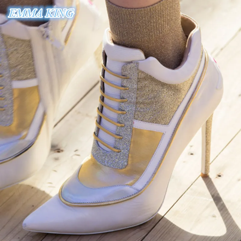 2019 New Sequin Lace-Up Stylish Ankle Boots Women Pointed Toe Stilettos Sports Style Shoes Woman Side Zip High Heels Short Boots
2019 New Sequin Lace-Up Stylish Ankle Boots Women Pointed Toe Stilettos Sports Style Shoes Woman Side Zip High Heels Short Boots