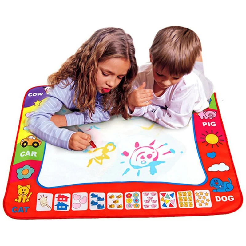 

80X60cm Kids Water Drawing Painting Writing Toys Doodle Aquadoodle Mat Magic Pens Children Drawing Board+2 Water Drawing Pen