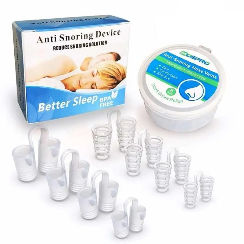 8 Pcs/Box Anti Snore Apnea Slicone Nose Clip Anti-snoring Breathe Aid Stop Snore Device Sleeping Aid Equipment Stop Snoring
8 Pcs/Box Anti Snore Apnea Slicone Nose Clip Anti-snoring Breathe Aid Stop Snore Device Sleeping Aid Equipment Stop Snoring