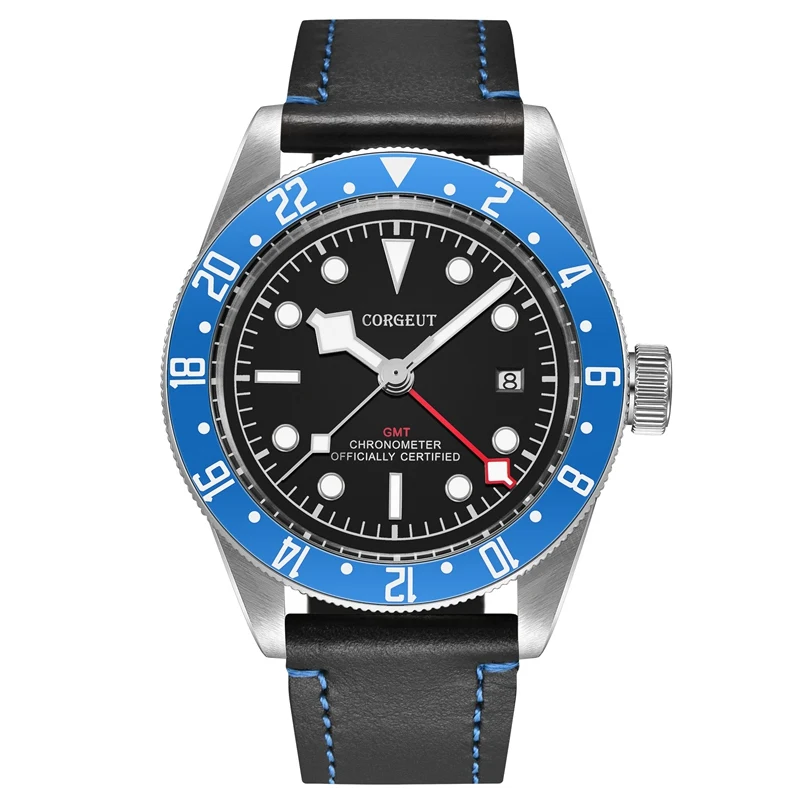 Corgeut 41mm Mens Automatic Watch Blue Rotatable Bezel White Marks Clock Sapphire Glass Red GMT Black Strap Watches CA2031WL
Corgeut 41mm Mens Automatic Watch Blue Rotatable Bezel White Marks Clock Sapphire Glass Red GMT Black Strap Watches CA2031WL