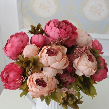 Silk Flower European 1 Bouquet Artificial Flowers Fall Vivid Peony Fake Leaf Wedding Home Party Decoration
Silk Flower European 1 Bouquet Artificial Flowers Fall Vivid Peony Fake Leaf Wedding Home Party Decoration