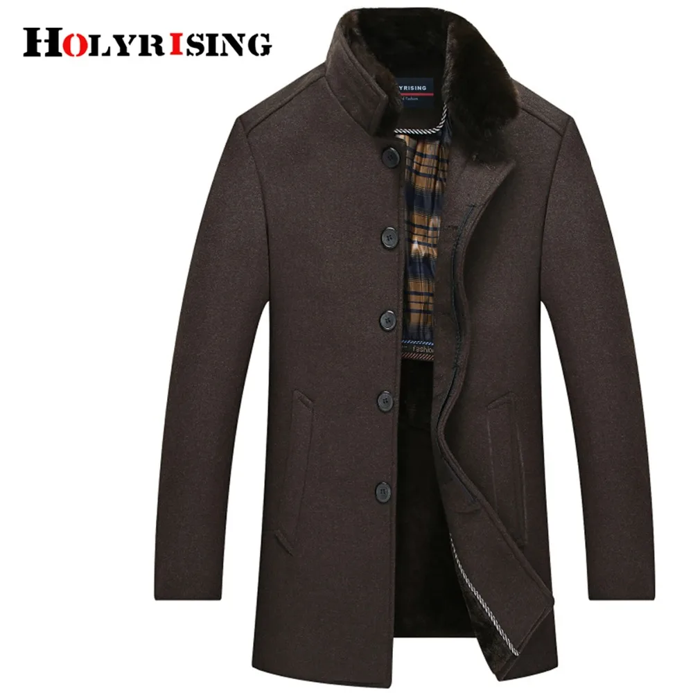 Holyrising классическое мужское шерстяное пальто плотное Мужское и куртки однотонное