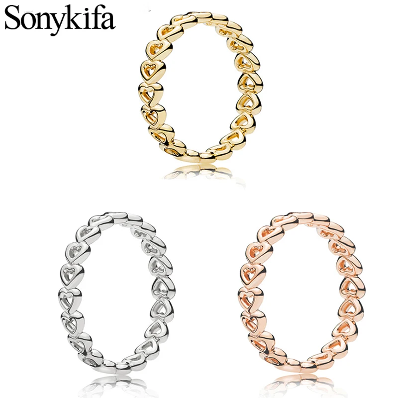 Sonykifa New Gold silver rose Sweet romance Pandoro Ring Heart Clear CZ Finger Rings For Women Wedding Femme Anel Jewelry
Sonykifa New Gold silver rose Sweet romance Pandoro Ring Heart Clear CZ Finger Rings For Women Wedding Femme Anel Jewelry