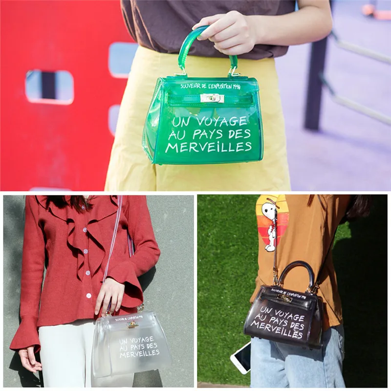 Top Christmas gift bags favor boxes Fashion Transparent Alphabet Jelly Bag Messenger Handbag Crossbody plastic bag with handles
Top Christmas gift bags favor boxes Fashion Transparent Alphabet Jelly Bag Messenger Handbag Crossbody plastic bag with handles