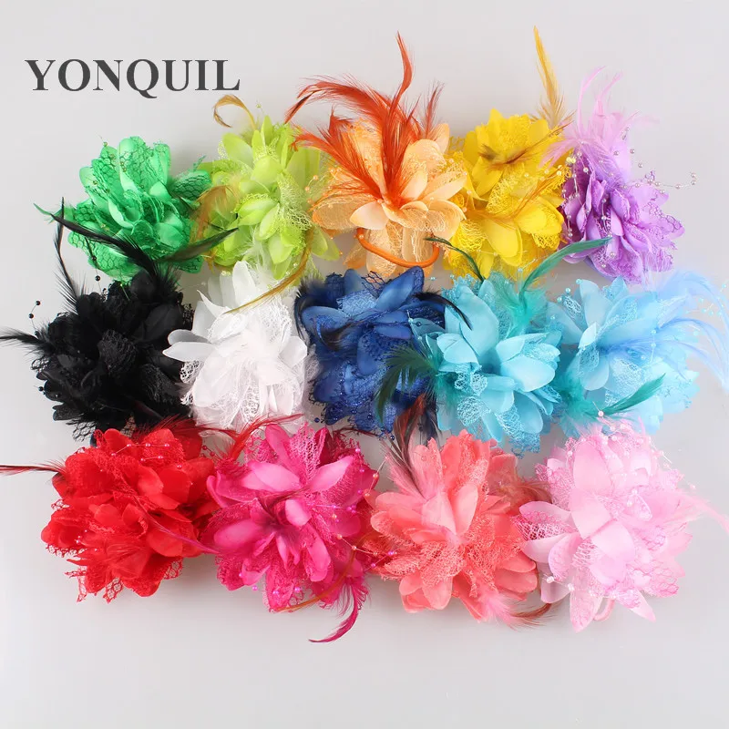12PCS/LOT Handmade Fabric Lace Silk Flower Hair Bands Pins Feather&Beads Decor For Hat Wedding DIY Accessories Flower Headwear
12PCS/LOT Handmade Fabric Lace Silk Flower Hair Bands Pins Feather&Beads Decor For Hat Wedding DIY Accessories Flower Headwear