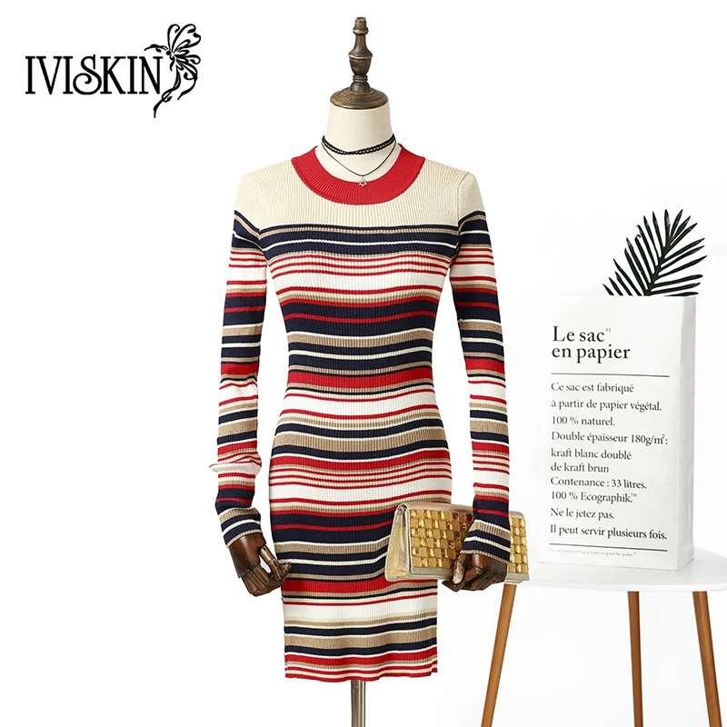 Elegant Bodycon Dress 2018 Autumn Winter Sweater Dress Women Stripe Long Sleeve Knee Length Party Dress
Elegant Bodycon Dress 2018 Autumn Winter Sweater Dress Women Stripe Long Sleeve Knee Length Party Dress