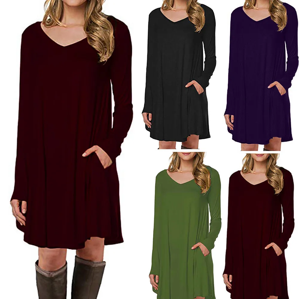 2019 Spring Summer Women' Long Sleeve Pocket Solid Color Turleneck Dresses Casual Loose Knee-Length Dress Vestido de las mujeres
2019 Spring Summer Women' Long Sleeve Pocket Solid Color Turleneck Dresses Casual Loose Knee-Length Dress Vestido de las mujeres