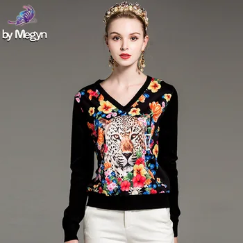 High Quality Women Runway Fashion Designer Sweater New Elegant Long Sleeve Flower leopard Printed Patchwork Black Wool Sweater
High Quality Women Runway Fashion Designer Sweater New Elegant Long Sleeve Flower leopard Printed Patchwork Black Wool Sweater