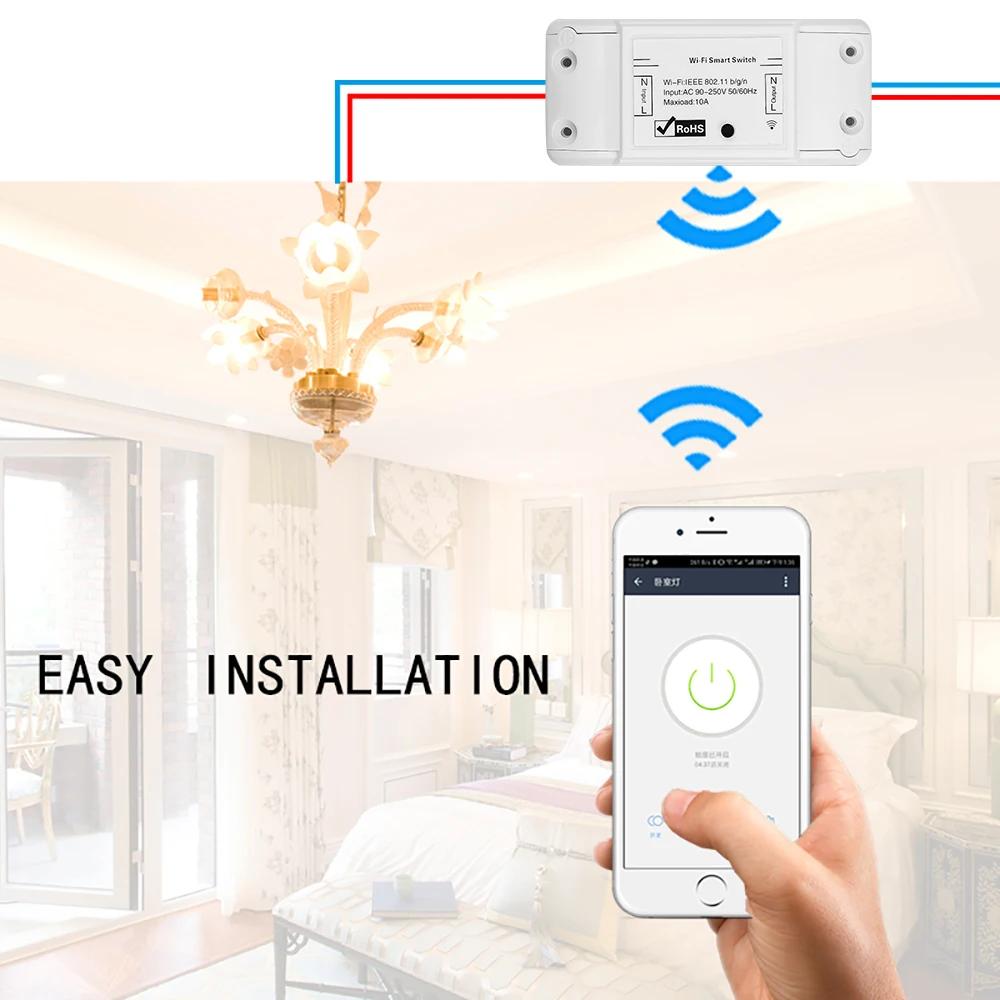 AC90-250V 10A Universal Wifi Switch DIY Wireless Remote Control for Smart Home Automation Light Relay Module Controller
AC90-250V 10A Universal Wifi Switch DIY Wireless Remote Control for Smart Home Automation Light Relay Module Controller