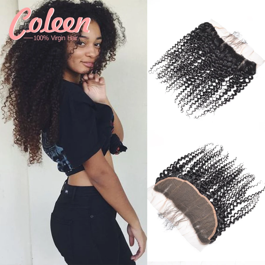 7A Brazilian Kinky Curly Lace Frontal Closure 13x4 Brazilian Lace