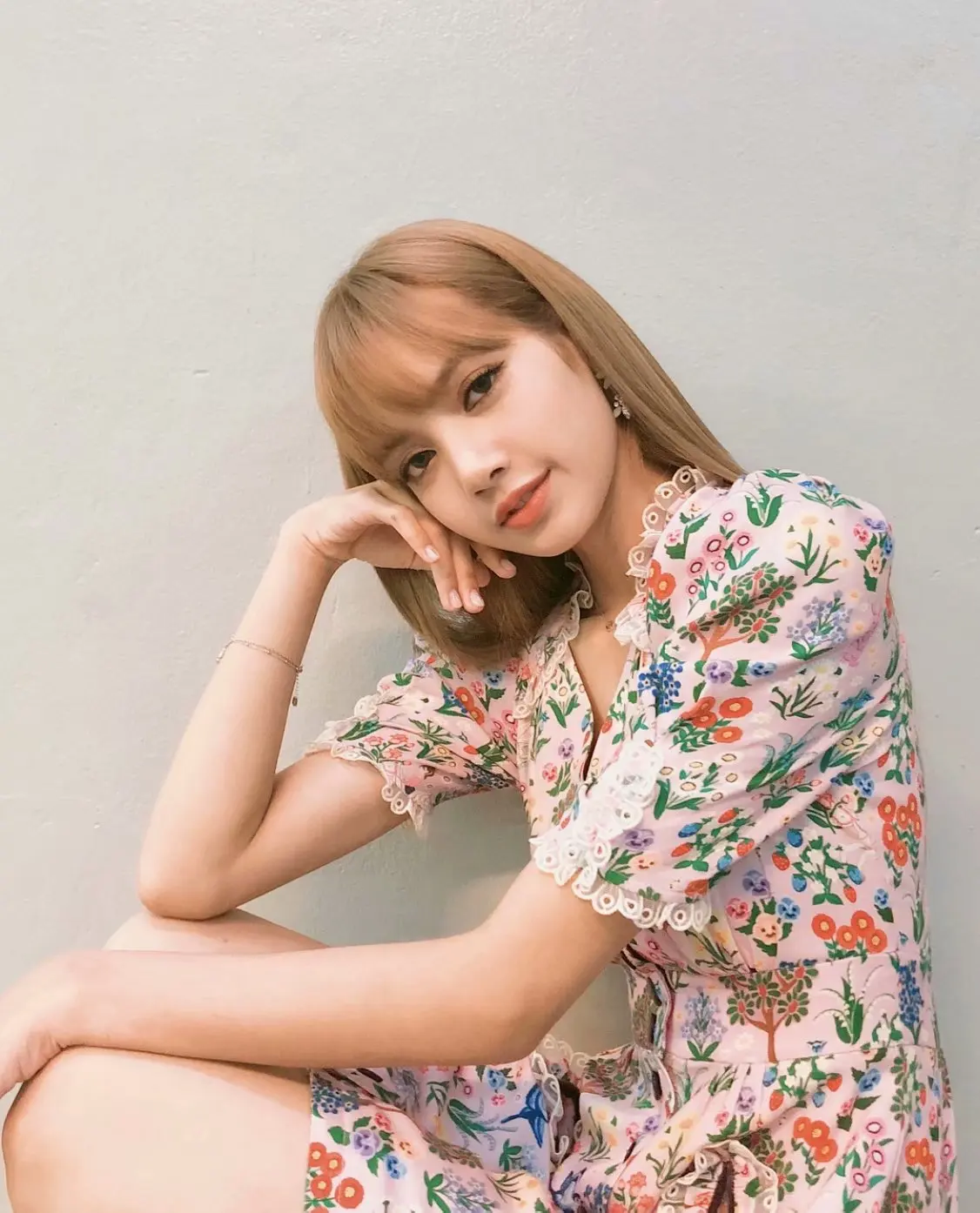 YALI Printed Lipstick Elegant European And American Chiffon Dress