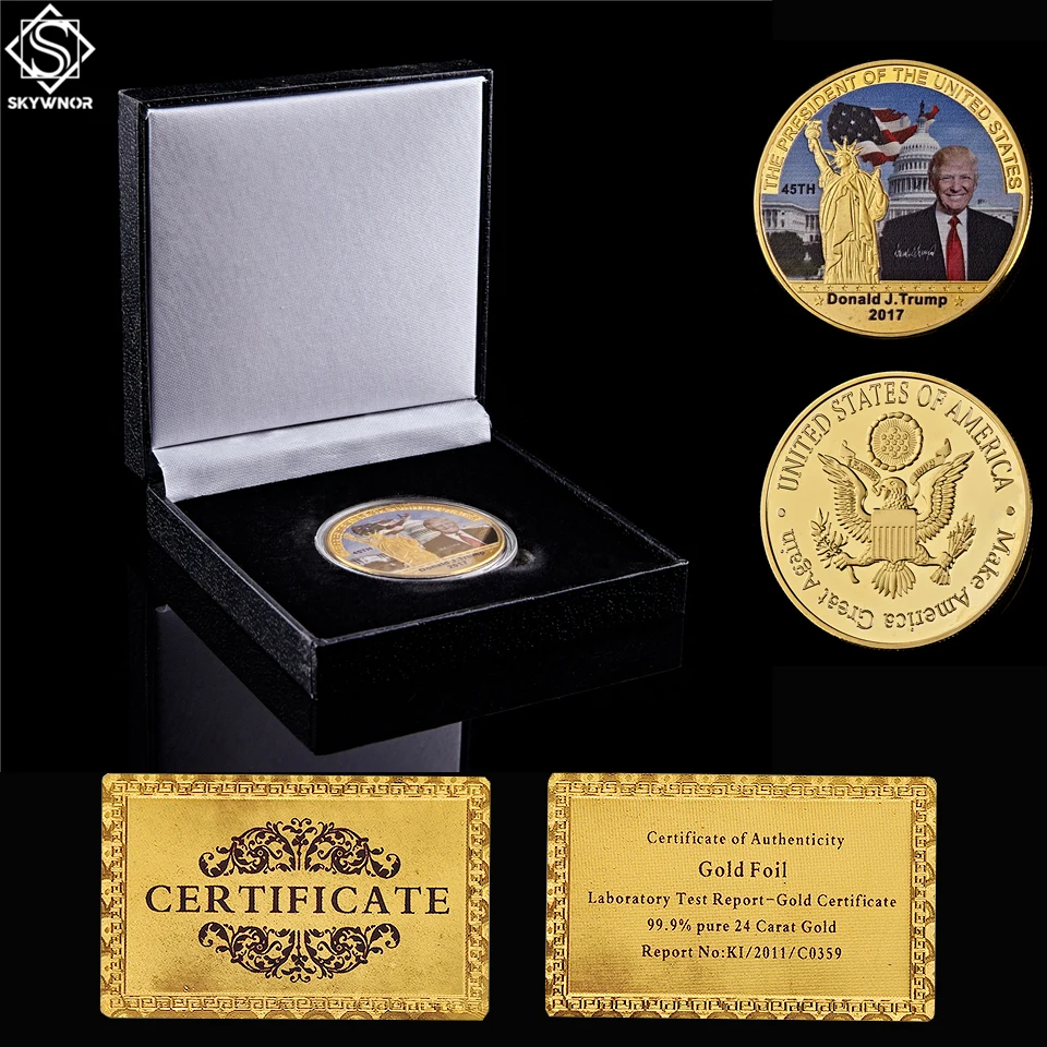 USA Donald Trump President Challenge Statue Of Liberty Collectible Inaugural Gold Silver Eagle Novelty Coin W/ Box Display
USA Donald Trump President Challenge Statue Of Liberty Collectible Inaugural Gold Silver Eagle Novelty Coin W/ Box Display