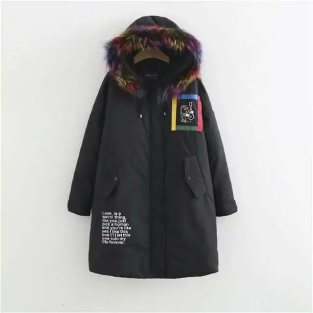 New 2019 Winter Jacket Women Real Large Raccoon Fur Collar Thick Loose size Coat outwear Parkas black 
New 2019 Winter Jacket Women Real Large Raccoon Fur Collar Thick Loose size Coat outwear Parkas black