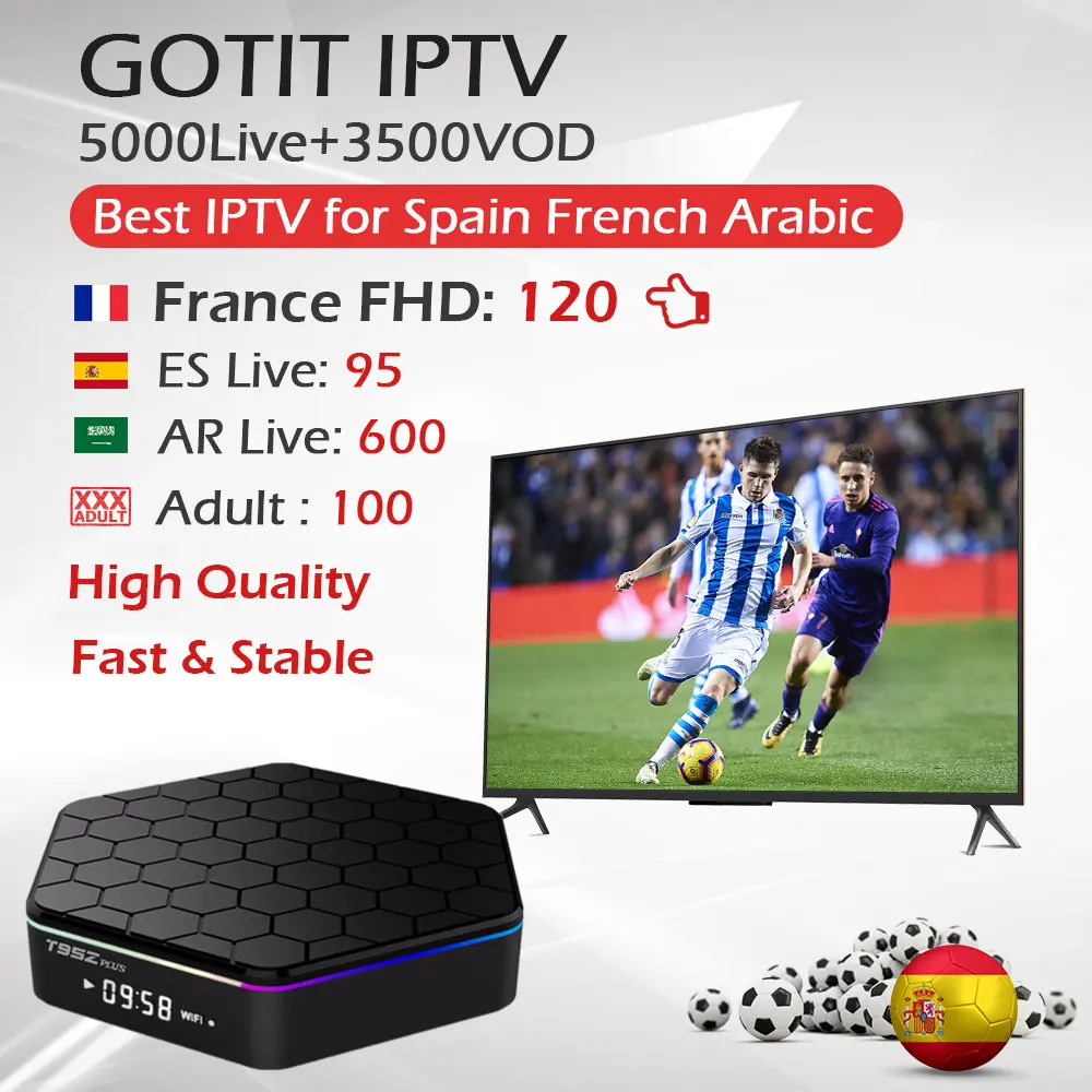 

Best KING IPTV Adult Channels+T95Z Plus Smart TV Box 3G/32G Amlogic S912 Octa Core Android TV Box Dual WiFi BT4.0 4K Set Top Box