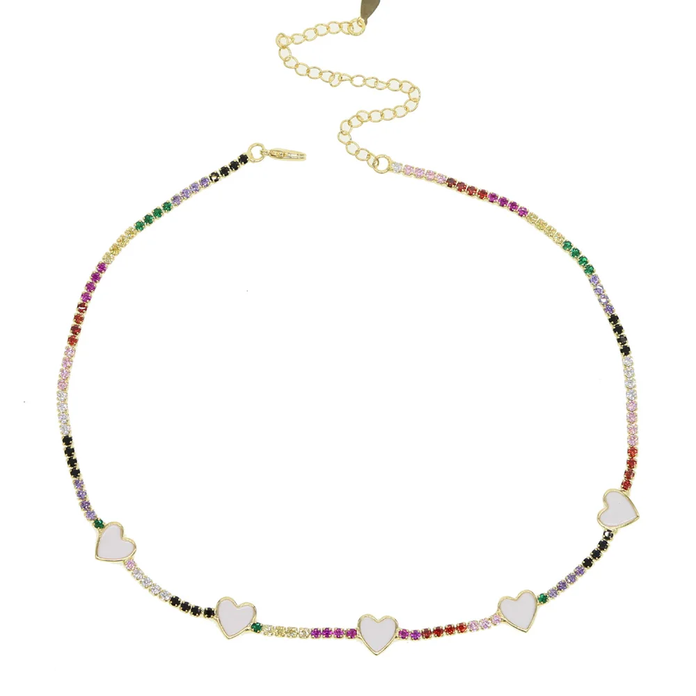 Korean Sweet Love Heart Choker Necklace Statement Girlfriend Gift Cute Gold rainbow cz Necklace Jewelry Collier Femme 2019
Korean Sweet Love Heart Choker Necklace Statement Girlfriend Gift Cute Gold rainbow cz Necklace Jewelry Collier Femme 2019