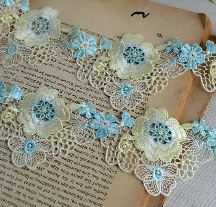 3 Meters Yellow With BLue Lace Fabric Flower Exquisite Sewing Accessories Embroidered Lace Edge Trim 6.5cm Width
3 Meters Yellow With BLue Lace Fabric Flower Exquisite Sewing Accessories Embroidered Lace Edge Trim 6.5cm Width