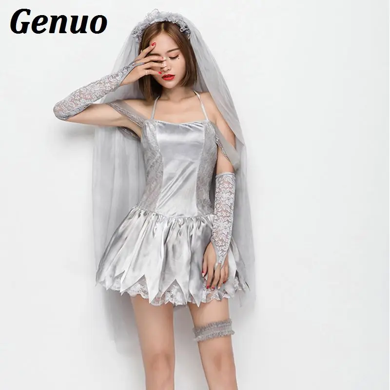 Genuo Halloween Costumes for Women Halloween Ghost Bride Cosplay Costume White & Gray Lace Bride Party Dress Angel Role Play
Genuo Halloween Costumes for Women Halloween Ghost Bride Cosplay Costume White & Gray Lace Bride Party Dress Angel Role Play