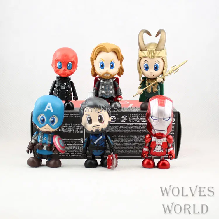 Hot ! NEW 6pcs/set 8cm Super Heroes avengers Iron man Captain America spider-man thor rocky Q version action figure toy
Hot ! NEW 6pcs/set 8cm Super Heroes avengers Iron man Captain America spider-man thor rocky Q version action figure toy