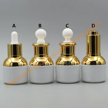 30ml pearl white Glass Essential Oil Bottle With shiny gold dropper lid/press cover.Oil vial.cosmetic container,round shoulder
30ml pearl white Glass Essential Oil Bottle With shiny gold dropper lid/press cover.Oil vial.cosmetic container,round shoulder