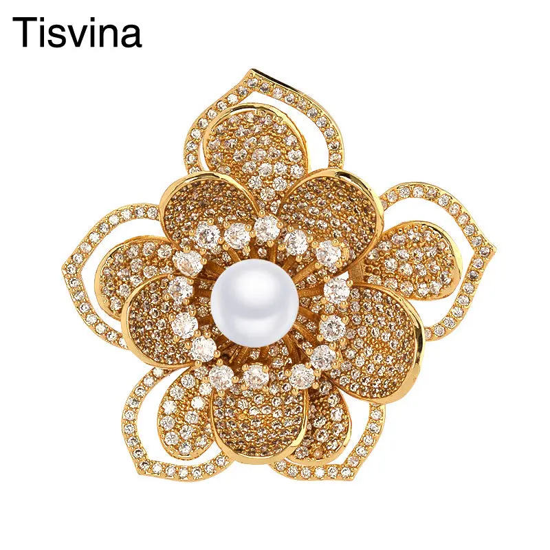 Tisvina New Blooming flowers Brooches for women Natural Freshwater Pearls & AAA High quality Cubic Zircons Pins Brooch jewelry
Tisvina New Blooming flowers Brooches for women Natural Freshwater Pearls & AAA High quality Cubic Zircons Pins Brooch jewelry