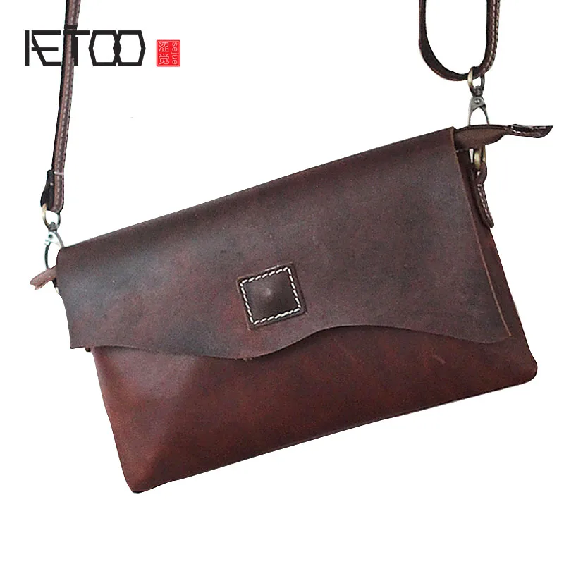 

AETOO West ancient retro leather bag men bag British mad Madi shoulder oblique cross package men and women leather handbag