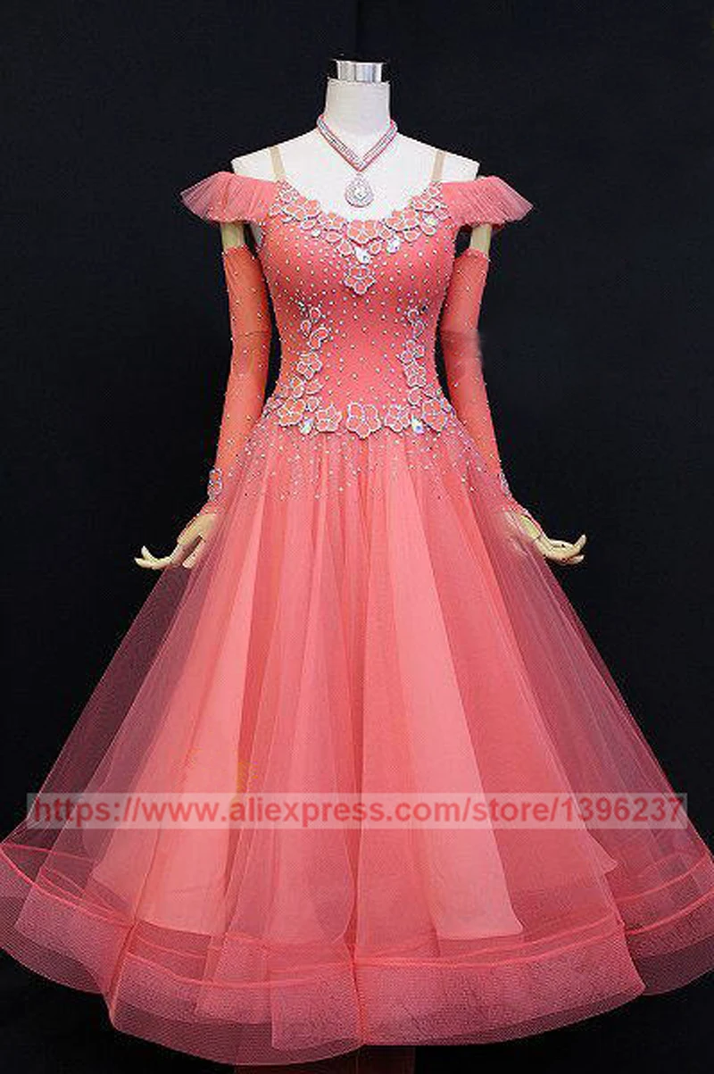 Ballroom Dance Dresses For Women Hot Pink Stage Tango Flamenco Modren Waltz Competition Dancing Dress | Тематическая одежда и