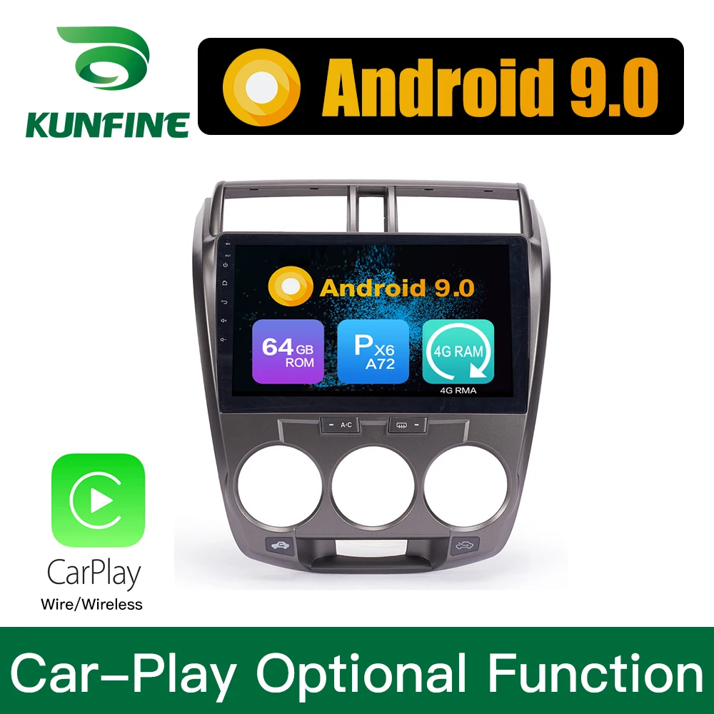 Android 9 0 Ram 4G Rom 64G PX6 Cortex A72 автомобильный DVD GPS мультимедийный плеер стерео для Honda city