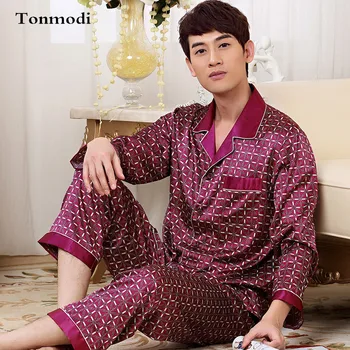 2017 New Luxurious Mens Silk Pajama Set Long Sleeve Satin Sleepwear Pyjamas Men Plus Size 4XL
2017 New Luxurious Mens Silk Pajama Set Long Sleeve Satin Sleepwear Pyjamas Men Plus Size 4XL