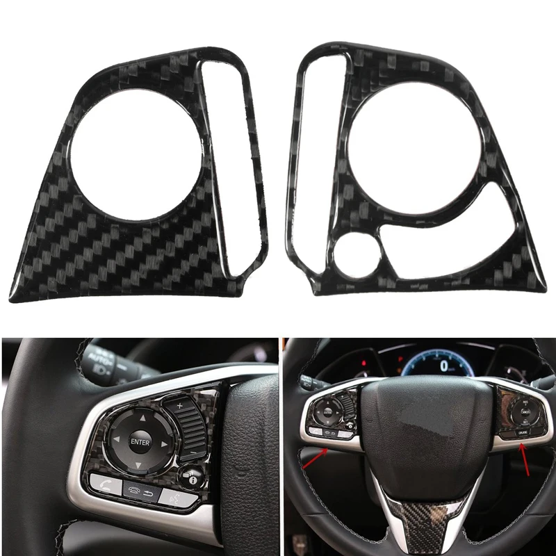 JX-LCLYL 2PCS Interior Steering Wheel Button Cover Trim Decoration for Honda Civic 2016