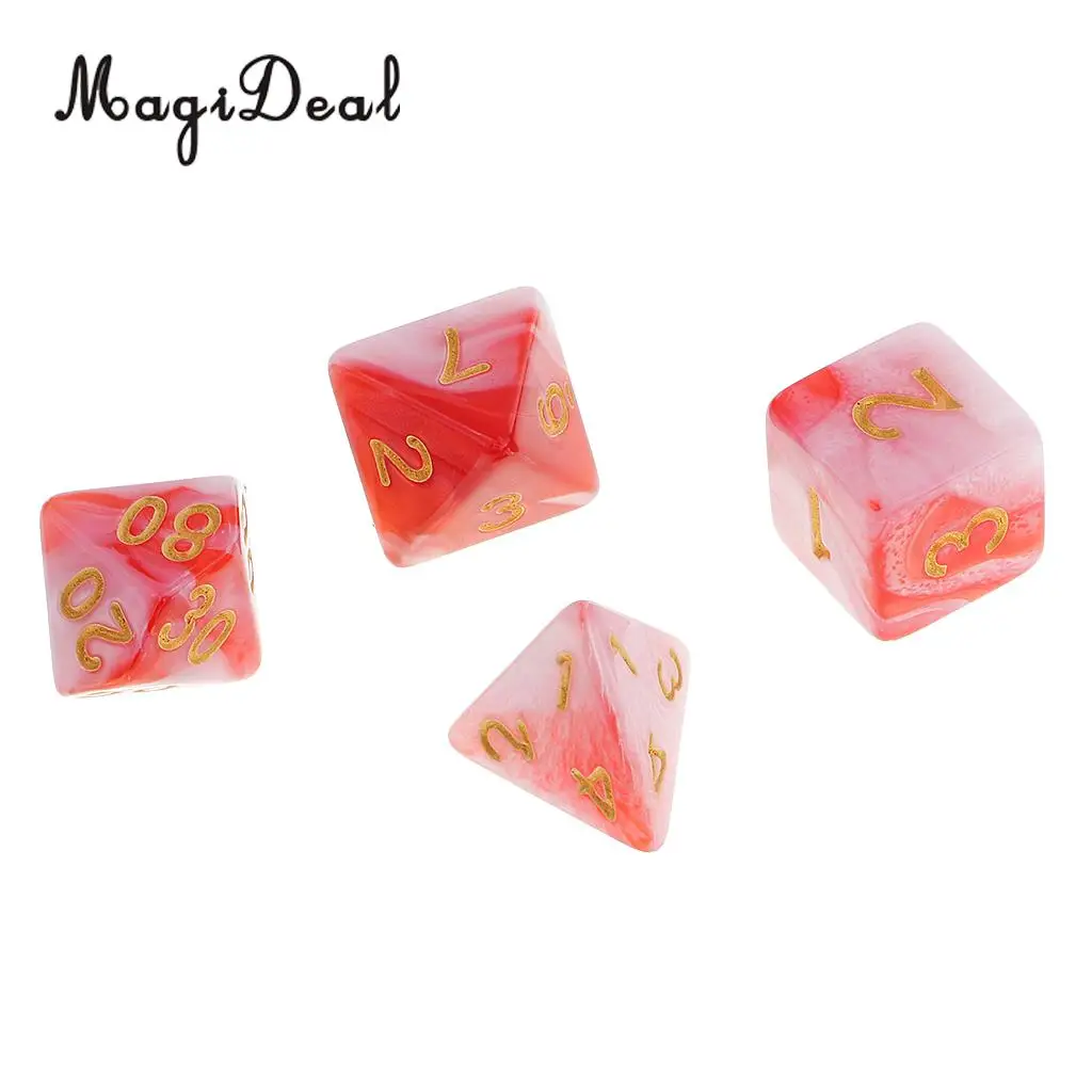 MagiDeal 42Pcs/Lot Double Colors Acrylic Polyhedral Dice 16mm for Dungeons Dragons DND MTG RPG Table Party Game Pub Bar Toys