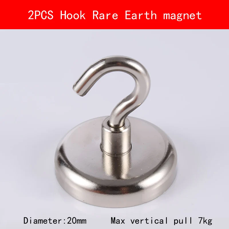 2PCS Base D20 hook max vertical pull 7KG permanent rare earth Magnet 
2PCS Base D20 hook max vertical pull 7KG permanent rare earth Magnet