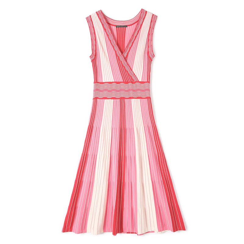 PERHAPS U red pink strip knitted lurex sleeveless tank ruched deep v neck midi dress pleat sexy summer D0540
PERHAPS U red pink strip knitted lurex sleeveless tank ruched deep v neck midi dress pleat sexy summer D0540