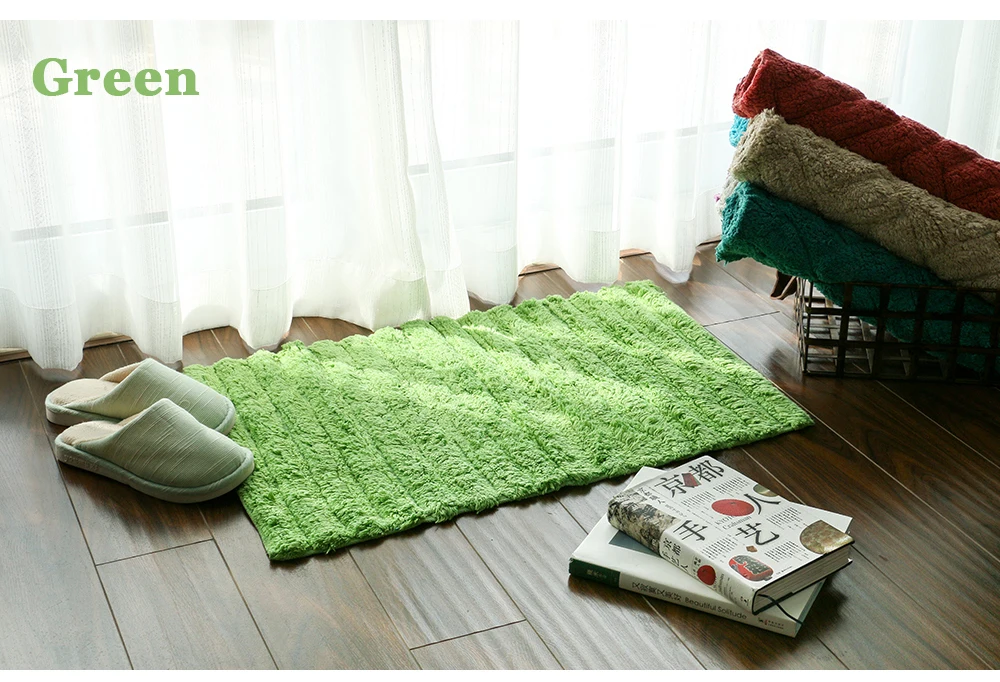 Anti-slid Bathroom Mats cotton Tufted Mats Capacho Green Stripe Bath Mat Solid bathroom Carpet Rug tapis de bain 45*75cm CT-006 31