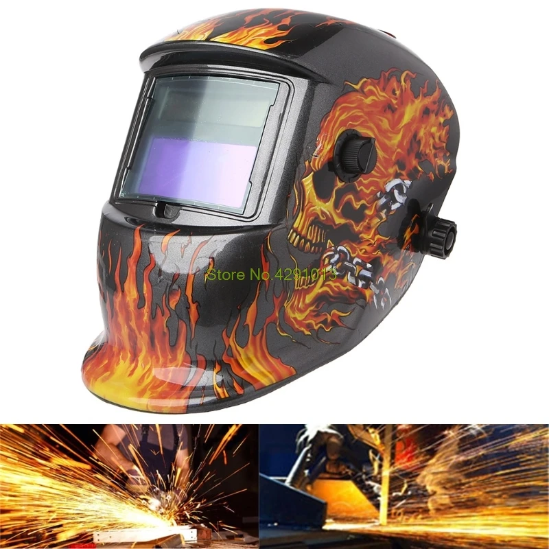 

Solar Auto Darkening Welding Helmet Mask Goggles UV/IR Presevation Skull Flame Drop Shipping Support