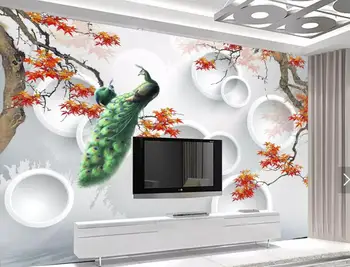 Custom Wall Mural Modern Art Painting Mural Wallpaper Hand painted red leaf green peacock TV Backdrop Bedroom Photo Wall Paper
Custom Wall Mural Modern Art Painting Mural Wallpaper Hand painted red leaf green peacock TV Backdrop Bedroom Photo Wall Paper