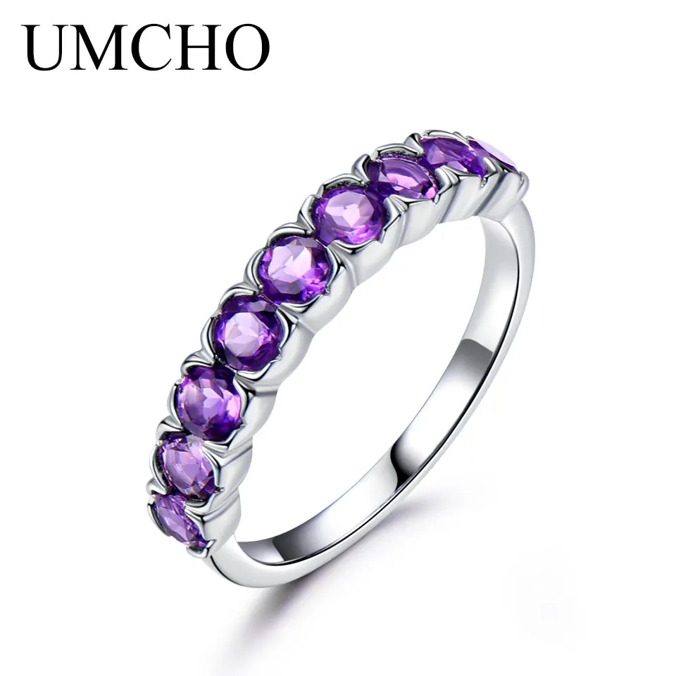 UMCHO Genuine Natural Amethyst Solid 925 Sterling Silver Ring Purple Stone Wedding Rings For Women Fine Jewelry
UMCHO Genuine Natural Amethyst Solid 925 Sterling Silver Ring Purple Stone Wedding Rings For Women Fine Jewelry