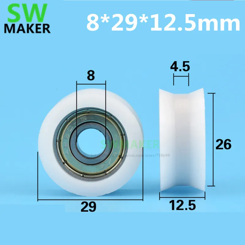 8*29*12.5mm Trapezoidal grooved pulley, passive wheel, rolling door and window pulley, POM wrapped plastic pits
8*29*12.5mm Trapezoidal grooved pulley, passive wheel, rolling door and window pulley, POM wrapped plastic pits