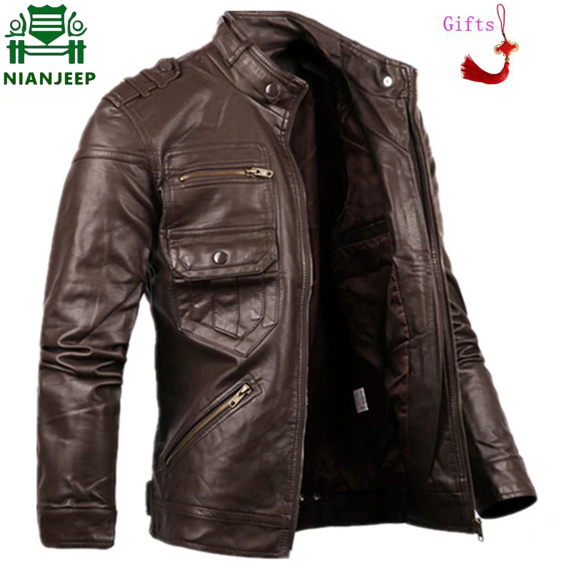 NIANJEEP New Russian Style Mens Zipper Leather Jacket and Coats Slim Fit Man Motorcycle Leather Jackets Male Clothing 4xl
NIANJEEP New Russian Style Mens Zipper Leather Jacket and Coats Slim Fit Man Motorcycle Leather Jackets Male Clothing 4xl