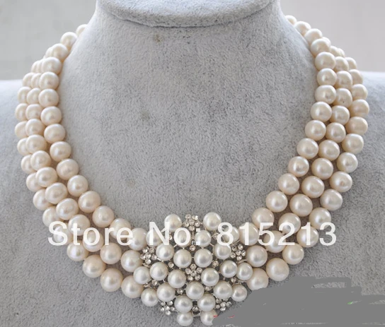 ddh001343 3row 9-10mm round white Freshwater cultured pearl flower necklace
ddh001343 3row 9-10mm round white Freshwater cultured pearl flower necklace