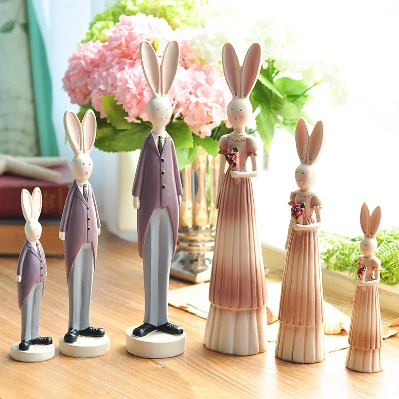 European Pastoral Retro Resin Couples Rabbit Figurines 2PCS/SET bridal chamber Wedding wine cabinet Home Decoration gifts
European Pastoral Retro Resin Couples Rabbit Figurines 2PCS/SET bridal chamber Wedding wine cabinet Home Decoration gifts