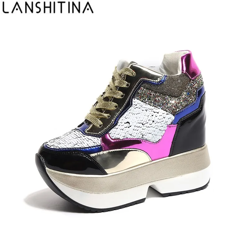 2018 New Woman Spring Wedge Boots PU Leather Harajuku Shoes Colorful Bling Winter Ankle Boots 12CM High-Heeled Platform Sneakers
2018 New Woman Spring Wedge Boots PU Leather Harajuku Shoes Colorful Bling Winter Ankle Boots 12CM High-Heeled Platform Sneakers